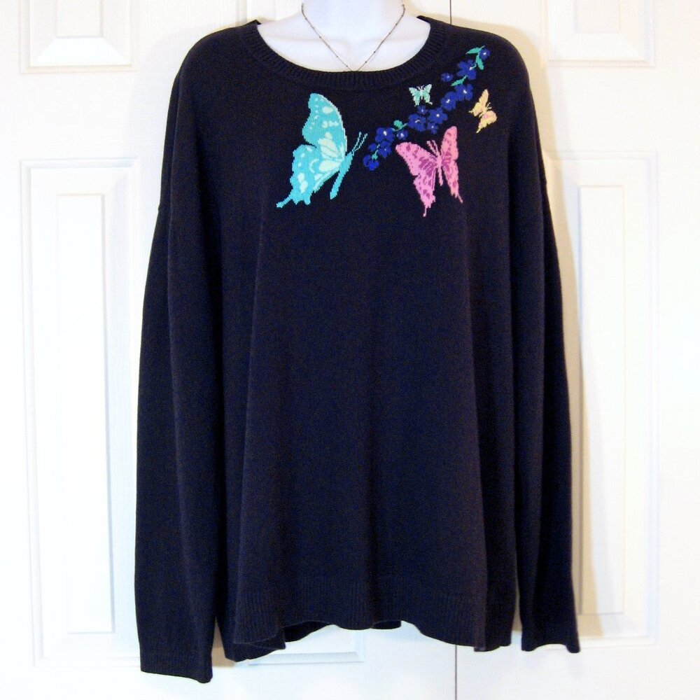 Talbots | 'Bold Butterfly' Crew Neck Sweater - Picture 2 of 9